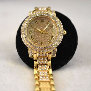 Sparkle Glam Party Gold Tone Rhinestone Accent Box Latch NWOT Watch